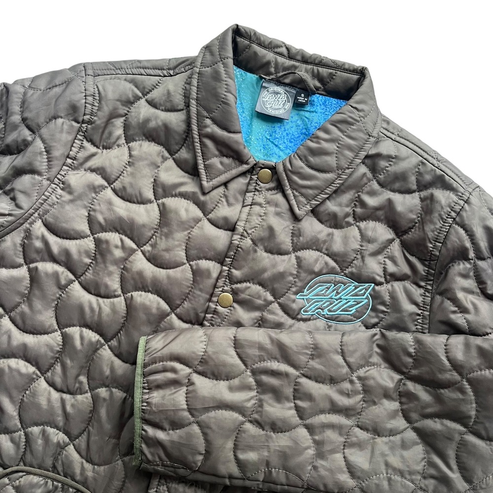 Santa Cruz Skateboards Women's Sm Olive Green Oval Line Dot Quilted Chore Jacket